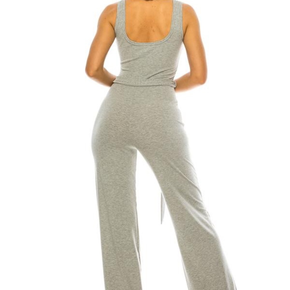 NWT Heather Grey Jumpsuit with Wrap Around Belt - Picture 2 of 2